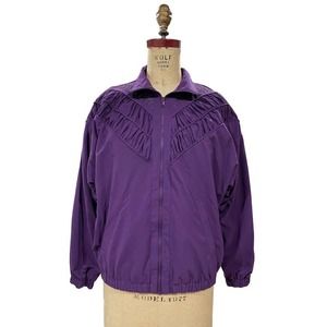 Vintage Teddi Womens Windbreaker Jacket Purple Smocked Yoke S
